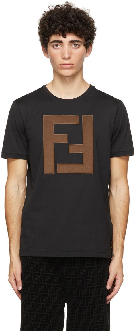 fendi black 'ff' patch t-shirt|Shirts .